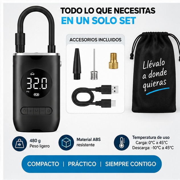 Mini compresor portátil recargable 50w — imagen 4