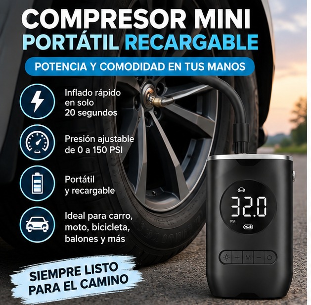Mini compresor portátil recargable 50w — imagen 2