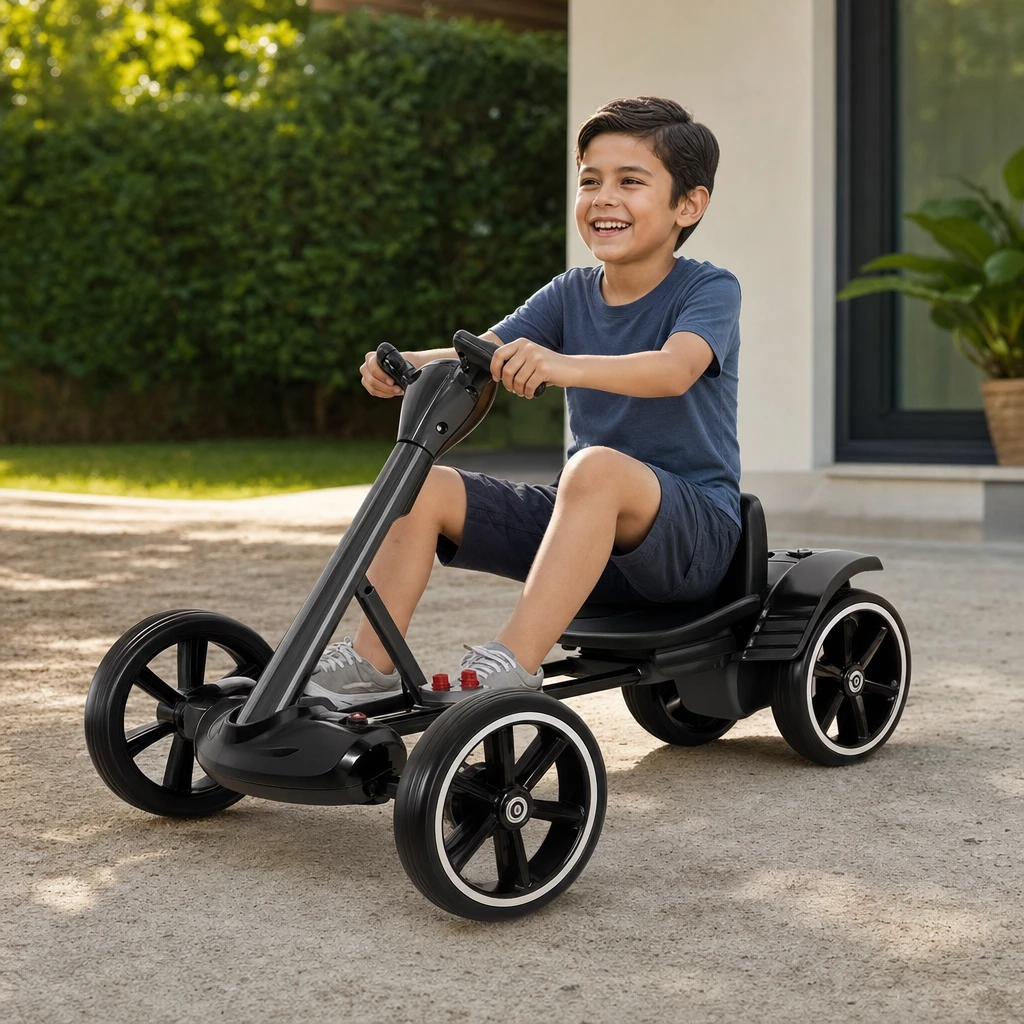 Carro go kart eléctrico plegable en uso