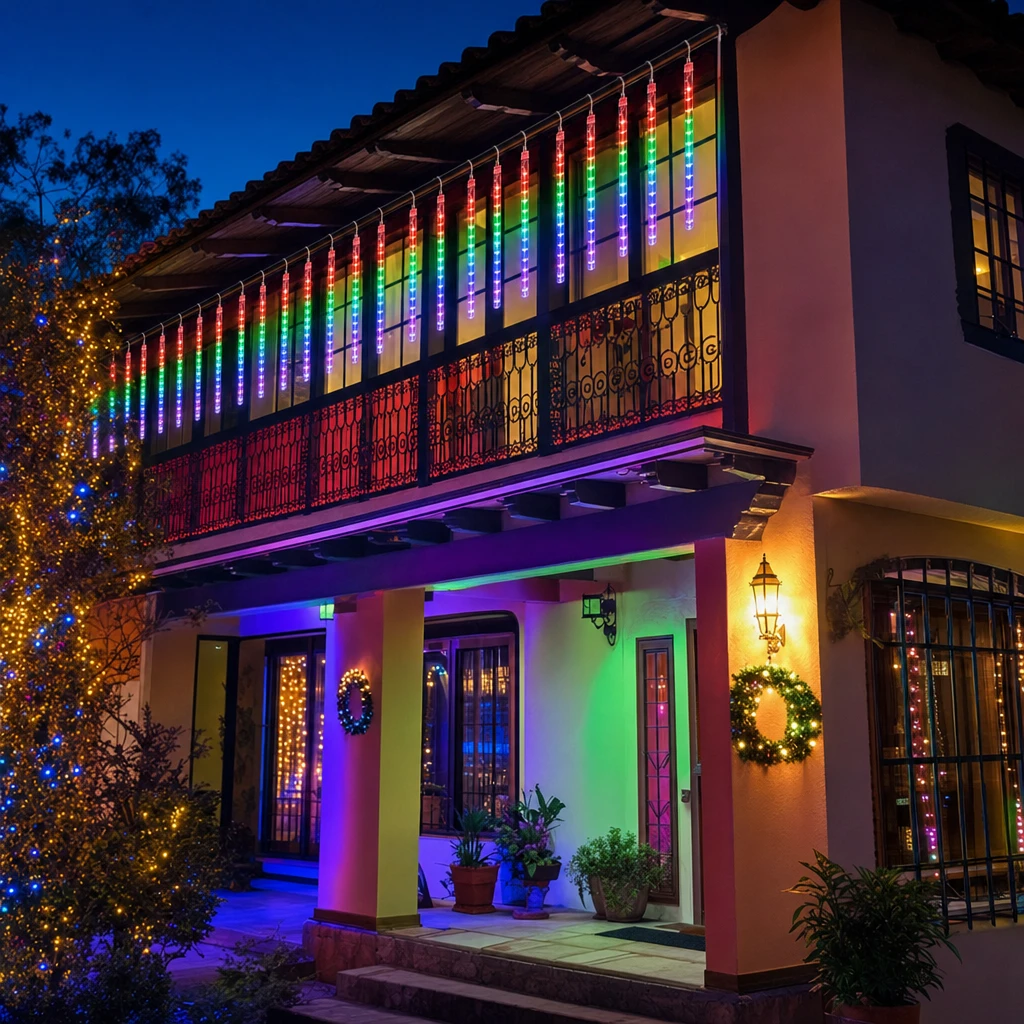 Cortina led efecto meteoro3x50 🌈 o ❄️ en uso